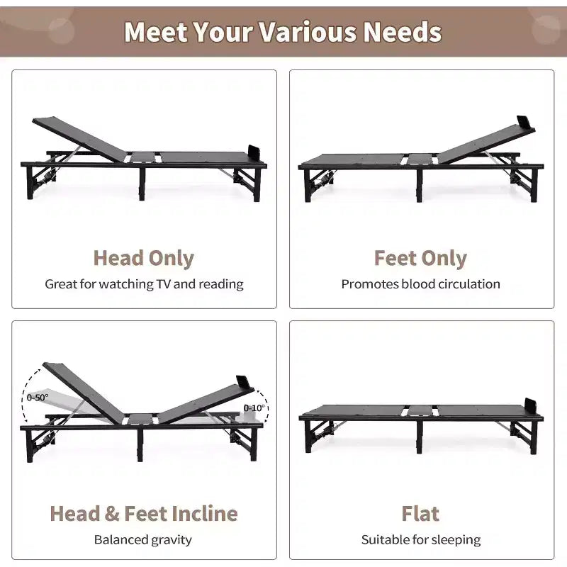 Sandinrayli Adjustable Bed Frame with Remote Control, Twin XL