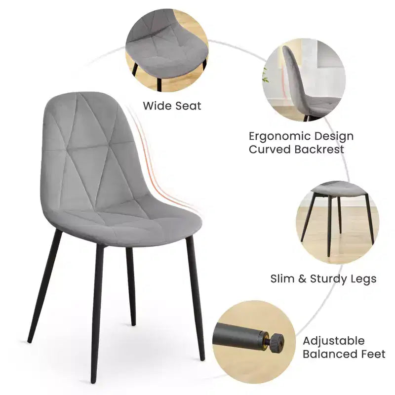 Hyleory Modern Upholstered Velvet Dining Chairs Set of 2 with Metal Legs and High Back, for Kitchen and Dining Room, Easy to Assemble and Clean