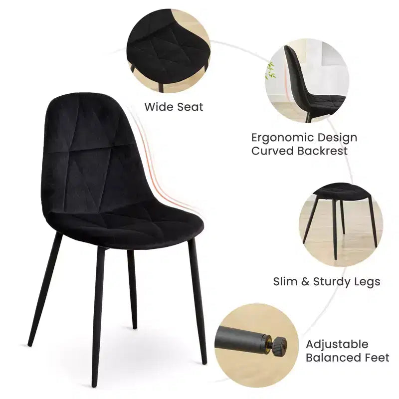Hyleory Modern Upholstered Velvet Dining Chairs Set of 2 with Metal Legs and High Back, for Kitchen and Dining Room, Easy to Assemble and Clean