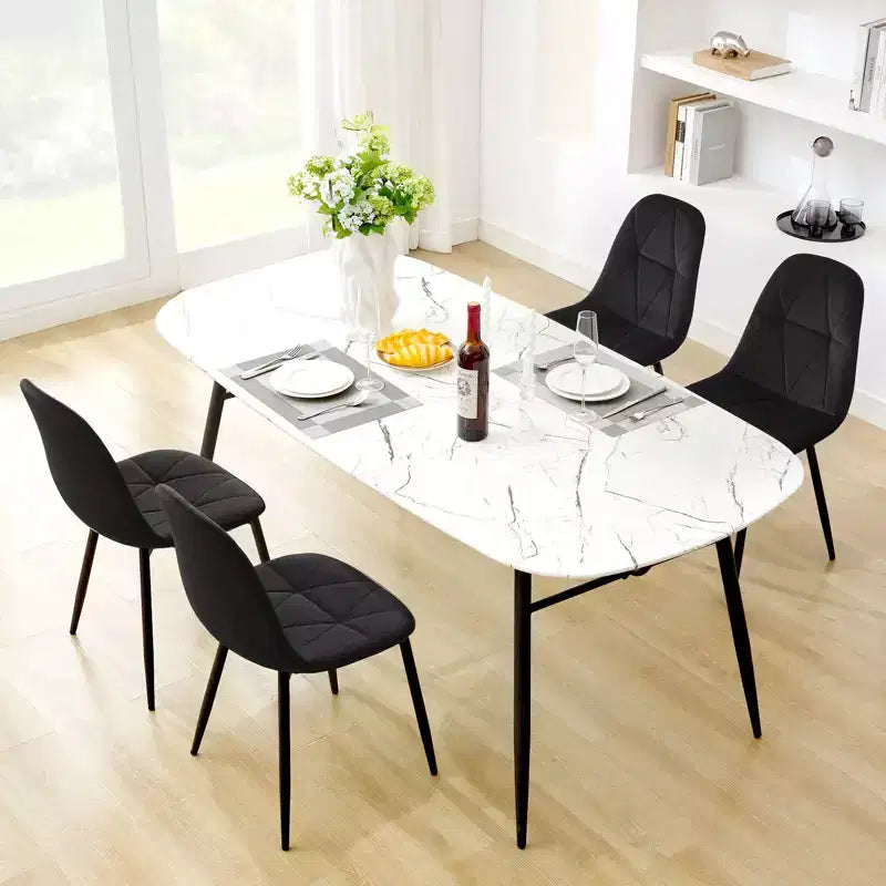 Hyleory Modern Upholstered Velvet Dining Chairs Set of 2 with Metal Legs and High Back, for Kitchen and Dining Room, Easy to Assemble and Clean