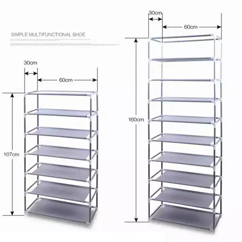 Scarpiera a 10 Ripiani - Organizer per Scarpe di Grande Capacità con Copertura Antipolvere, Contiene 25-45 Paia, Design Salvaspazio