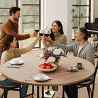 Tavolo da pranzo rotondo per 4-6 persone, tavolo da cucina da 150 cm con ripiano portaoggetti, tavolo da cena circolare con base, tavolo da colazione in legno, senza sedie