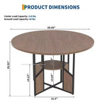 Tavolo da pranzo rotondo per 4-6 persone, tavolo da cucina da 150 cm con ripiano portaoggetti, tavolo da cena circolare con base, tavolo da colazione in legno, senza sedie
