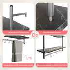 Bestier Industrial Mensola a 2 Livelli Montata a Parete, Porta Piante, Scaffale per Panettiere con 8 Ganci a S