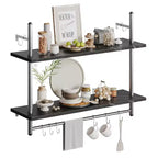 Bestier Industrial Mensola a 2 Livelli Montata a Parete, Porta Piante, Scaffale per Panettiere con 8 Ganci a S