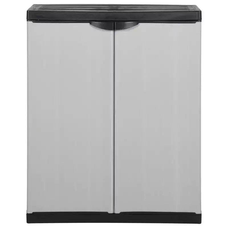 vidaXL Garden Storage Cabinet with Shelf in Gray and Black - PVC and PP Cabinet - Compact and Secure Outdoor Cabinet