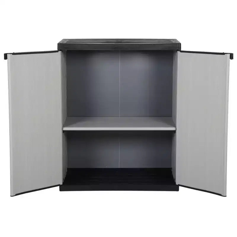 vidaXL Garden Storage Cabinet with Shelf in Gray and Black - PVC and PP Cabinet - Compact and Secure Outdoor Cabinet