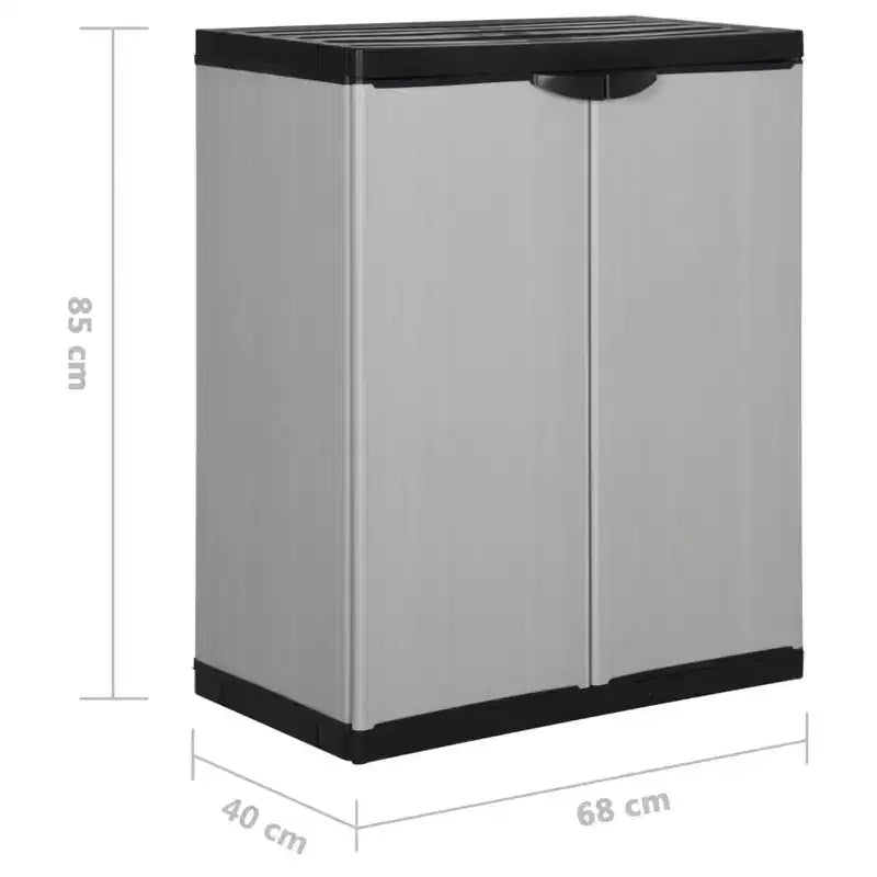vidaXL Garden Storage Cabinet with Shelf in Gray and Black - PVC and PP Cabinet - Compact and Secure Outdoor Cabinet