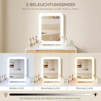 Set toeletta trucco in legno naturale da 31,5 pollici