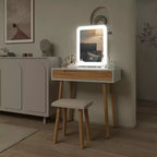 Set toeletta trucco in legno naturale da 31,5 pollici