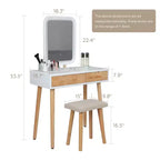 Set toeletta trucco in legno naturale da 31,5 pollici