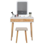 Set toeletta trucco in legno naturale da 31,5 pollici