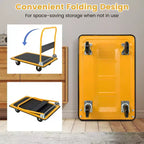 Costway Carrello Piattaforma Pieghevole 300kg Dolly Trasporto Magazzino Carrello a Mano Nuovo Blu/Giallo