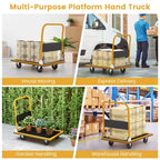 Costway Carrello Piattaforma Pieghevole 300kg Dolly Trasporto Magazzino Carrello a Mano Nuovo Blu/Giallo