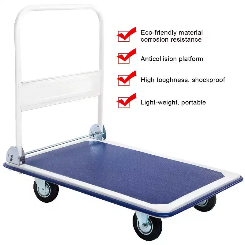 Costway Carrello Piattaforma Pieghevole 300kg Dolly Trasporto Magazzino Carrello a Mano Nuovo Blu/Giallo
