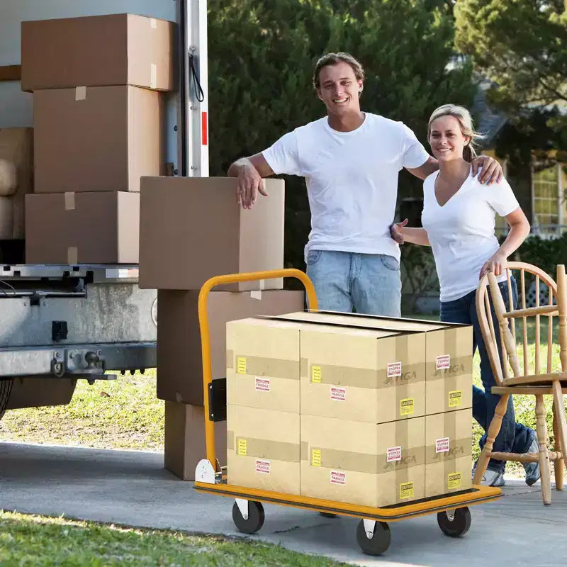 Costway Carrello Piattaforma Pieghevole 300kg Dolly Trasporto Magazzino Carrello a Mano Nuovo Blu/Giallo