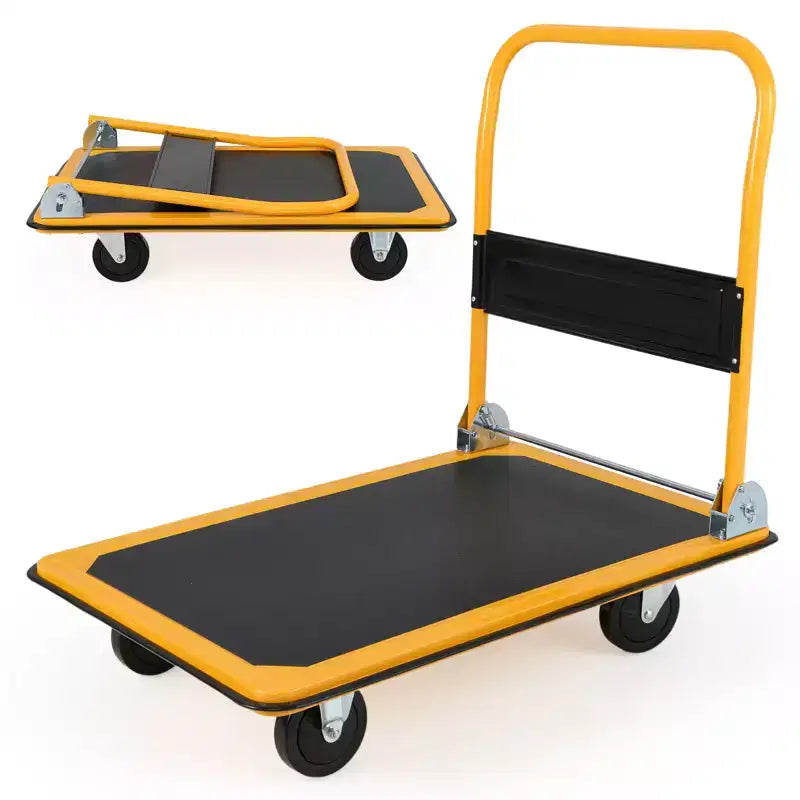 Costway Carrello Piattaforma Pieghevole 300kg Dolly Trasporto Magazzino Carrello a Mano Nuovo Blu/Giallo