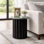 Tavolino moderno, tavolino laterale o comodino piccolo per l'arredamento della casa - Tavolo grande a coste con piano in marmo perfetto per piccoli spazi - 20 nero e verde