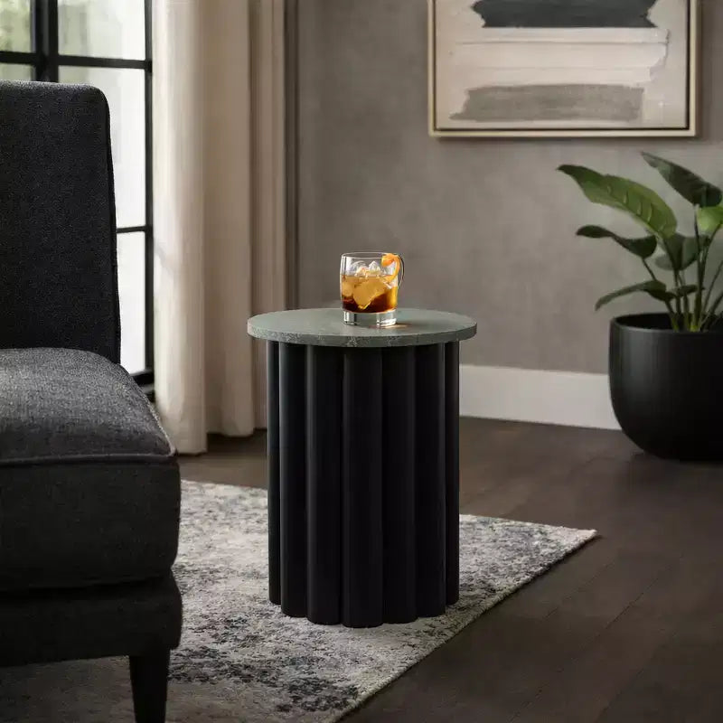 Tavolino moderno, tavolino laterale o comodino piccolo per l'arredamento della casa - Tavolo grande a coste con piano in marmo perfetto per piccoli spazi - 20 nero e verde