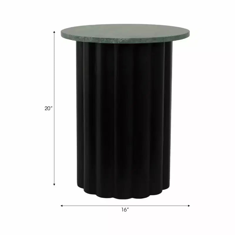 Tavolino moderno, tavolino laterale o comodino piccolo per l'arredamento della casa - Tavolo grande a coste con piano in marmo perfetto per piccoli spazi - 20 nero e verde