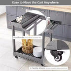 Carrello di servizio multiuso a 2 ripiani, capacità 227 kg, ideale per casa, ufficio, patio e barbecue