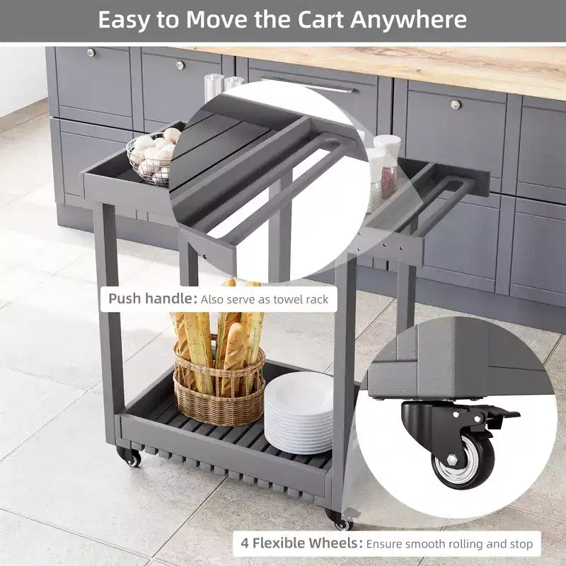 Carrello di servizio multiuso a 2 ripiani, capacità 227 kg, ideale per casa, ufficio, patio e barbecue