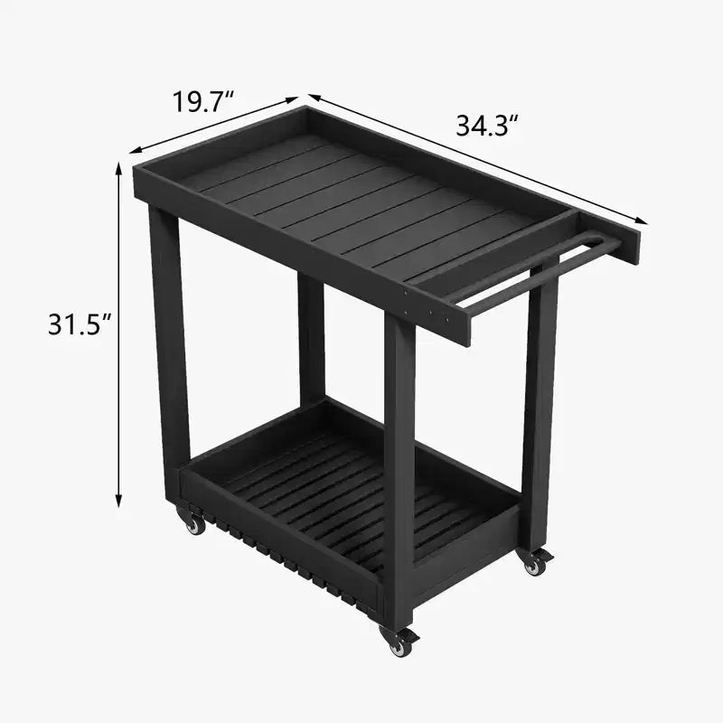 Carrello di servizio multiuso a 2 ripiani, capacità 227 kg, ideale per casa, ufficio, patio e barbecue
