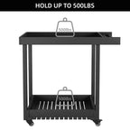 Carrello di servizio multiuso a 2 ripiani, capacità 227 kg, ideale per casa, ufficio, patio e barbecue
