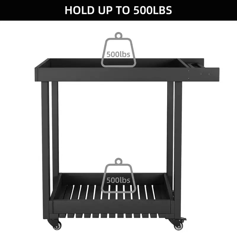 Carrello di servizio multiuso a 2 ripiani, capacità 227 kg, ideale per casa, ufficio, patio e barbecue