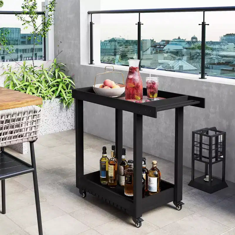 Carrello di servizio multiuso a 2 ripiani, capacità 227 kg, ideale per casa, ufficio, patio e barbecue