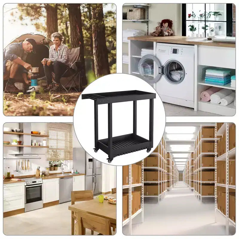 Carrello di servizio multiuso a 2 ripiani, capacità 227 kg, ideale per casa, ufficio, patio e barbecue