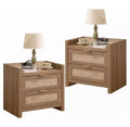 Nightstands Set of 2, Rattan Night Stand, Bedside Tables with 2 Drawers, End Tables for Bedroom Living Room and
