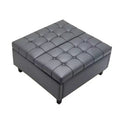 VEVOR 31 in Square Leather Ottoman with Storage, Upholstered Tufted Button Coffee Table Ottoman with Lift-Top & Flip Design, PU Leather, Grey