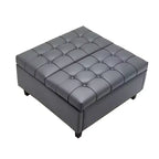 VEVOR 31 in Square Leather Ottoman with Storage, Upholstered Tufted Button Coffee Table Ottoman with Lift-Top & Flip Design, PU Leather, Grey