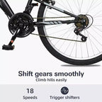 Hykolity 26/27.5-Inch Mountain Bike, Mens Womens, Steel Full Suspension, 18-Speed, Adjustable Saddle, Linear Pull Brakes, Alloy Rims