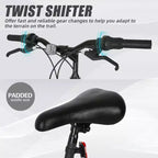 Hykolity 26/27.5-Inch Mountain Bike, Mens Womens, Steel Full Suspension, 18-Speed, Adjustable Saddle, Linear Pull Brakes, Alloy Rims