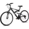 Hykolity 26/27.5-Inch Mountain Bike, Mens Womens, Steel Full Suspension, 18-Speed, Adjustable Saddle, Linear Pull Brakes, Alloy Rims