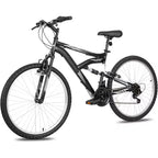 Hykolity 26/27.5-Inch Mountain Bike, Mens Womens, Steel Full Suspension, 18-Speed, Adjustable Saddle, Linear Pull Brakes, Alloy Rims