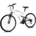 Hykolity 26/27.5-Inch Mountain Bike, Mens Womens, Steel Full Suspension, 18-Speed, Adjustable Saddle, Linear Pull Brakes, Alloy Rims