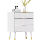 Comò Moderno con Scanalature e 3 Spaziosi Cassetti, Cassettiera in Legno Alta 72 cm, Organizer Porta Abiti per Armadio, Soggiorno o Corridoio