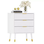 Comò Moderno con Scanalature e 3 Spaziosi Cassetti, Cassettiera in Legno Alta 72 cm, Organizer Porta Abiti per Armadio, Soggiorno o Corridoio