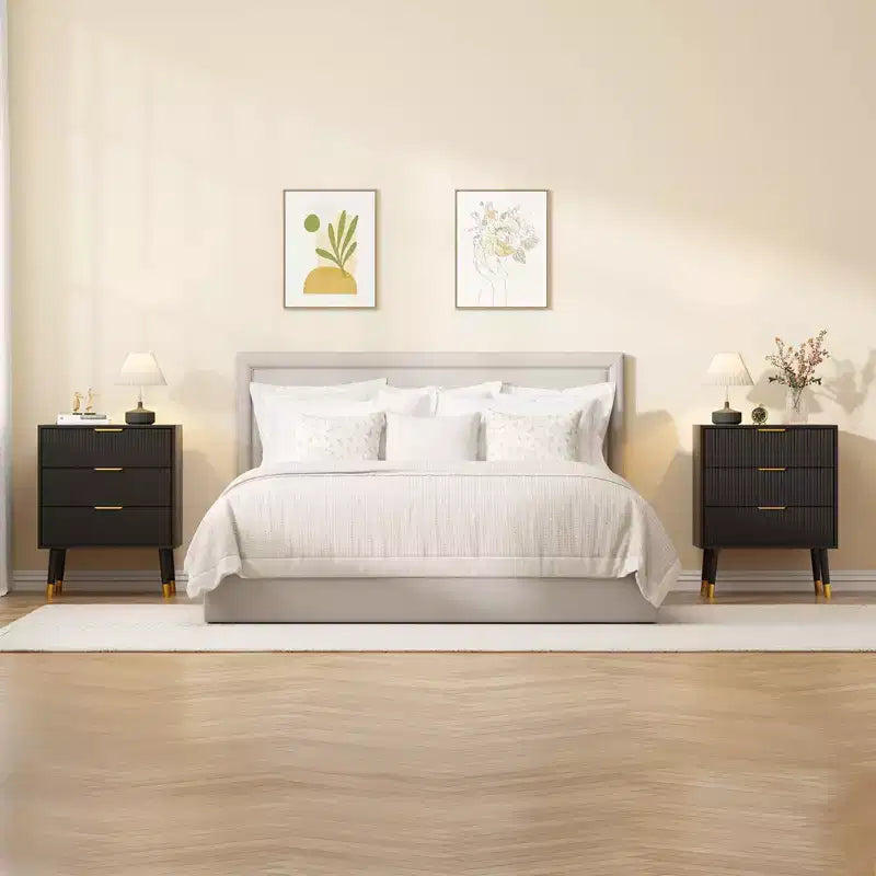 Comò Moderno con Scanalature e 3 Spaziosi Cassetti, Cassettiera in Legno Alta 72 cm, Organizer Porta Abiti per Armadio, Soggiorno o Corridoio