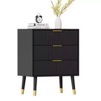 Comò Moderno con Scanalature e 3 Spaziosi Cassetti, Cassettiera in Legno Alta 72 cm, Organizer Porta Abiti per Armadio, Soggiorno o Corridoio
