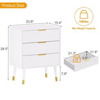 Comò Moderno con Scanalature e 3 Spaziosi Cassetti, Cassettiera in Legno Alta 72 cm, Organizer Porta Abiti per Armadio, Soggiorno o Corridoio