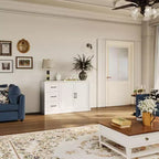 Famapy Wood - Grain Buffet Chest Kitchen Cabinet with Anti - Tipping Device - 3 Drawers+2 Doors for Kitchens or Living Room Storage