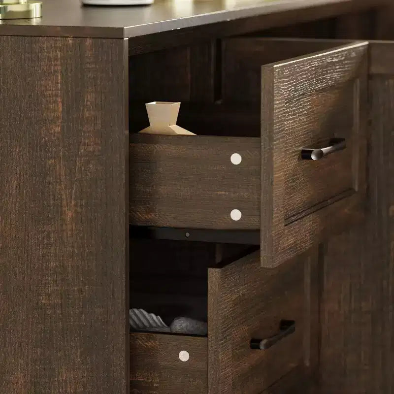 Famapy Wood - Grain Buffet Chest Kitchen Cabinet with Anti - Tipping Device - 3 Drawers+2 Doors for Kitchens or Living Room Storage