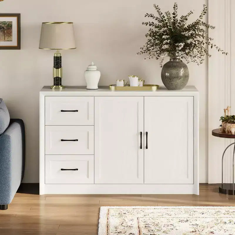 Famapy Wood - Grain Buffet Chest Kitchen Cabinet with Anti - Tipping Device - 3 Drawers+2 Doors for Kitchens or Living Room Storage