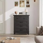 Acekool 4 Drawer Dresser, Tall Vertical Chest with Large Storage, Modern Closet Organizer for Bedroom, Living Room
