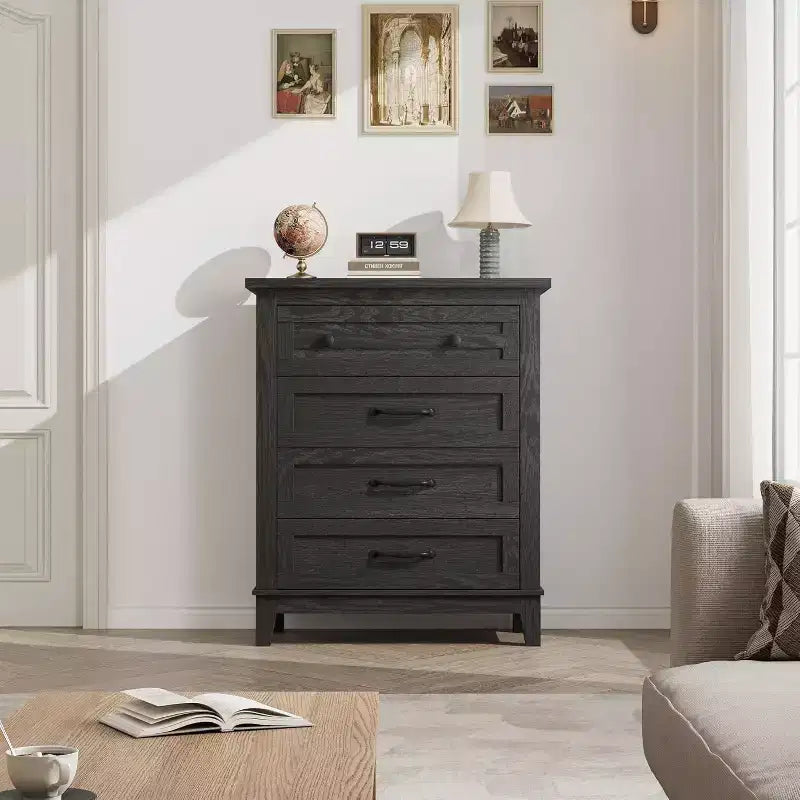 Acekool 4 Drawer Dresser, Tall Vertical Chest with Large Storage, Modern Closet Organizer for Bedroom, Living Room