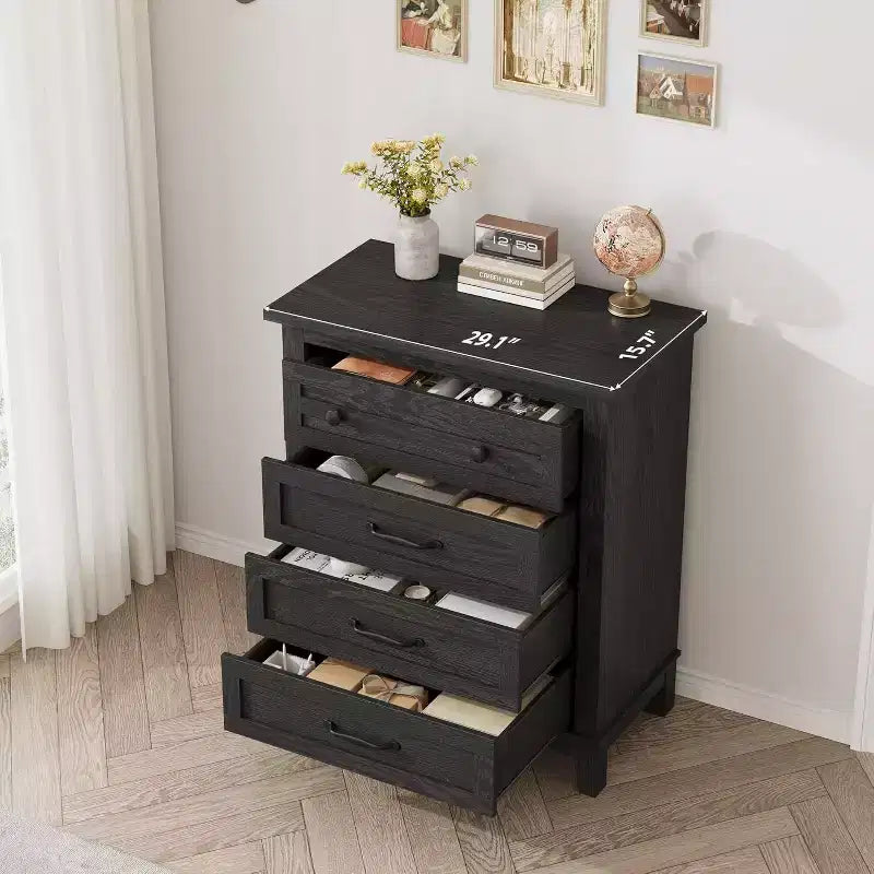 Acekool 4 Drawer Dresser, Tall Vertical Chest with Large Storage, Modern Closet Organizer for Bedroom, Living Room